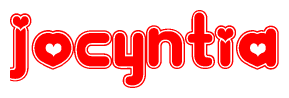 The image displays the word Jocyntia written in a stylized red font with hearts inside the letters.