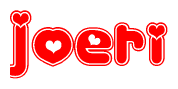 The image displays the word Joeri written in a stylized red font with hearts inside the letters.