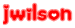 The image displays the word Jwilson written in a stylized red font with hearts inside the letters.