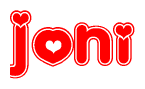 The image is a clipart featuring the word Joni written in a stylized font with a heart shape replacing inserted into the center of each letter. The color scheme of the text and hearts is red with a light outline.