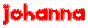 The image displays the word Johanna written in a stylized red font with hearts inside the letters.