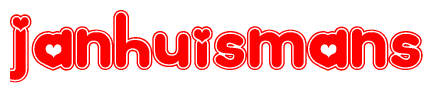 The image displays the word Janhuismans written in a stylized red font with hearts inside the letters.