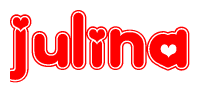 The image displays the word Julina written in a stylized red font with hearts inside the letters.
