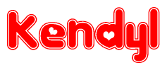 The image displays the word Kendyl written in a stylized red font with hearts inside the letters.