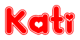 The image displays the word Kati written in a stylized red font with hearts inside the letters.