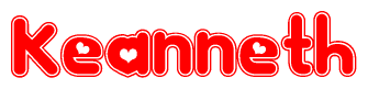 The image displays the word Keanneth written in a stylized red font with hearts inside the letters.