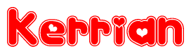 The image displays the word Kerrian written in a stylized red font with hearts inside the letters.