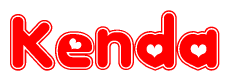 The image displays the word Kenda written in a stylized red font with hearts inside the letters.