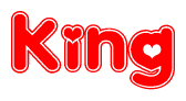 The image displays the word King written in a stylized red font with hearts inside the letters.