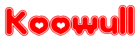 The image displays the word Koowull written in a stylized red font with hearts inside the letters.