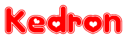 The image displays the word Kedron written in a stylized red font with hearts inside the letters.