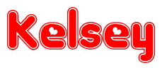   The image displays the word Kelsey written in a stylized red font with hearts inside the letters. 