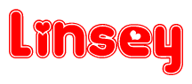 The image displays the word Linsey written in a stylized red font with hearts inside the letters.