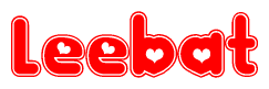 The image displays the word Leebat written in a stylized red font with hearts inside the letters.
