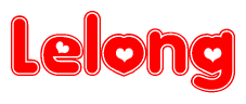 The image is a clipart featuring the word Lelong written in a stylized font with a heart shape replacing inserted into the center of each letter. The color scheme of the text and hearts is red with a light outline.