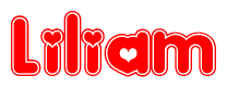 The image displays the word Liliam written in a stylized red font with hearts inside the letters.