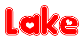 Red and White Lake Word with Heart Design