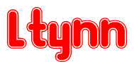   The image is a clipart featuring the word Ltynn written in a stylized font with a heart shape replacing inserted into the center of each letter. The color scheme of the text and hearts is red with a light outline. 