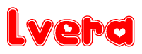 The image displays the word Lvera written in a stylized red font with hearts inside the letters.