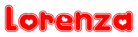 The image displays the word Lorenza written in a stylized red font with hearts inside the letters.