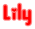 The image displays the word Lily written in a stylized red font with hearts inside the letters.