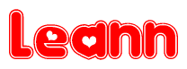 The image displays the word Leann written in a stylized red font with hearts inside the letters.