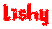 The image displays the word Lishy written in a stylized red font with hearts inside the letters.