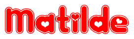 The image displays the word Matilde written in a stylized red font with hearts inside the letters.