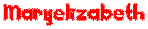 The image is a clipart featuring the word Maryelizabeth written in a stylized font with a heart shape replacing inserted into the center of each letter. The color scheme of the text and hearts is red with a light outline.