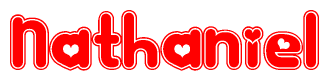 The image displays the word Nathaniel written in a stylized red font with hearts inside the letters.