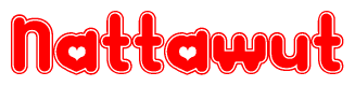 The image displays the word Nattawut written in a stylized red font with hearts inside the letters.