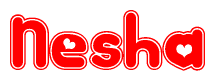 The image displays the word Nesha written in a stylized red font with hearts inside the letters.