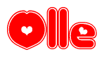 The image displays the word Olle written in a stylized red font with hearts inside the letters.