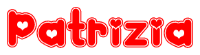 The image displays the word Patrizia written in a stylized red font with hearts inside the letters.