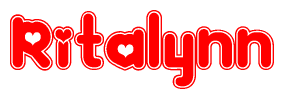 Red and White Ritalynn Word with Heart Design