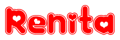 The image displays the word Renita written in a stylized red font with hearts inside the letters.