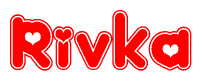 The image displays the word Rivka written in a stylized red font with hearts inside the letters.