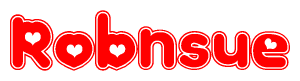 The image displays the word Robnsue written in a stylized red font with hearts inside the letters.