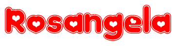 The image displays the word Rosangela written in a stylized red font with hearts inside the letters.