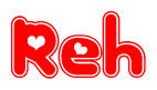 The image displays the word Reh written in a stylized red font with hearts inside the letters.