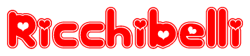The image displays the word Ricchibelli written in a stylized red font with hearts inside the letters.