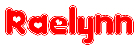 The image displays the word Raelynn written in a stylized red font with hearts inside the letters.