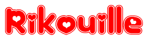 The image displays the word Rikouille written in a stylized red font with hearts inside the letters.