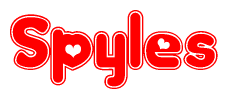 The image is a clipart featuring the word Spyles written in a stylized font with a heart shape replacing inserted into the center of each letter. The color scheme of the text and hearts is red with a light outline.