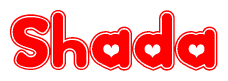 The image displays the word Shada written in a stylized red font with hearts inside the letters.