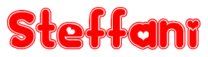 The image displays the word Steffani written in a stylized red font with hearts inside the letters.