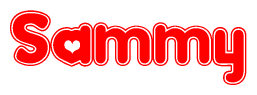 The image is a clipart featuring the word Sammy written in a stylized font with a heart shape replacing inserted into the center of each letter. The color scheme of the text and hearts is red with a light outline.