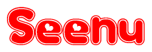 The image is a clipart featuring the word Seenu written in a stylized font with a heart shape replacing inserted into the center of each letter. The color scheme of the text and hearts is red with a light outline.
