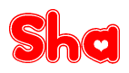The image displays the word Sha written in a stylized red font with hearts inside the letters.