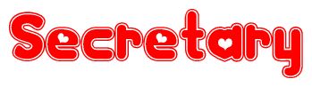 The image is a clipart featuring the word Secretary written in a stylized font with a heart shape replacing inserted into the center of each letter. The color scheme of the text and hearts is red with a light outline.